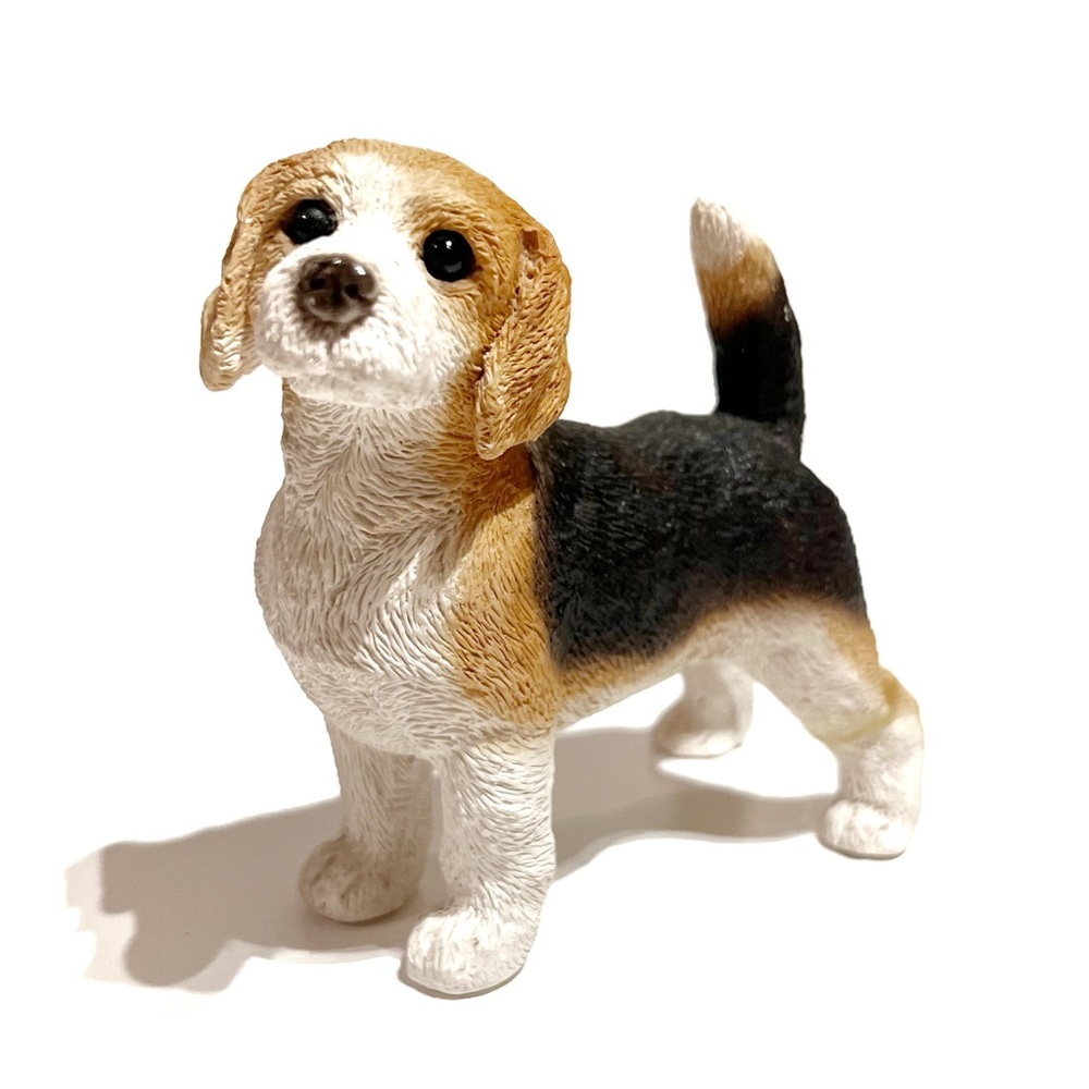 Vintage 1989 UDC Ceramic Beagle Puppy Dog Figurine Brown Black White Susan Cute